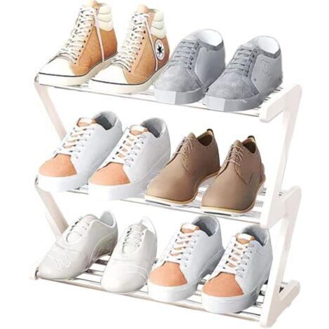 Petite étagère à Chaussures 3 étages,Mini étagère à Chaussures,Solide et étroit,Organiseur de Rangement pour entrée d'armoire, Couloir, Montage Rapide(43 x 19 x 35 cm)