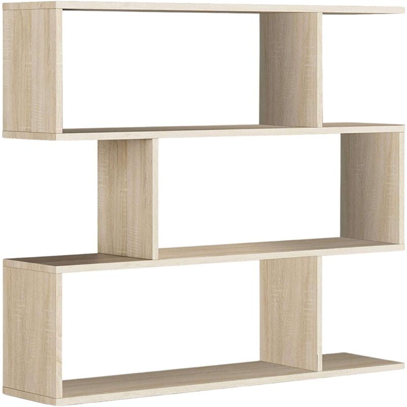 Bibliothèque basse en chêne coloré canadien design zig-zag salon salle à manger bureau 97x110x24 cm