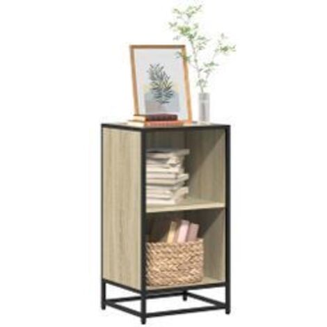 Petite étagère bibliothèque 2 niveaux Kalvani - Bois et metal noir 40 cm-Chêne clair-Largeur 40 cm