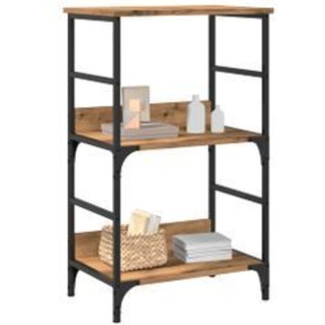 Petite étagère bibliothèque bois et métal Kano 50cm - Style industriel-Marron clair