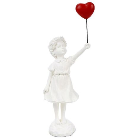 Petite fille avec un ballon, figurine, statue, décoration de table blanche.