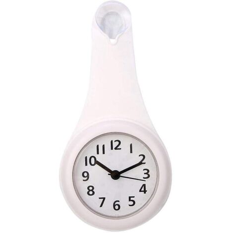 Petite horloge de salle de bain, horloge numérique murale pour salle de bain, cuisine, chambre (blanche)