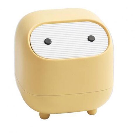 petite (jaune) Poubelle Avec Couvercle Motif Ninja Press Pour Bureau, Chambre Coucher, Avec 1 Rouleau De Sac Poubelle Pour La Maison, La Chambre,