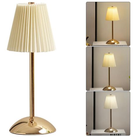 Petite lampe de bureau LED en métal pour salon, chambre à coucher, lampe de table sans fil 2000 mAh, lampes de chevet 3 couleurs à intensité variable