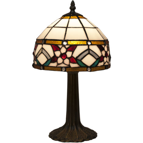 Petite lampe de table en forme de pied avec abat-jour Tiffany diamètre 20 cm Série Museum