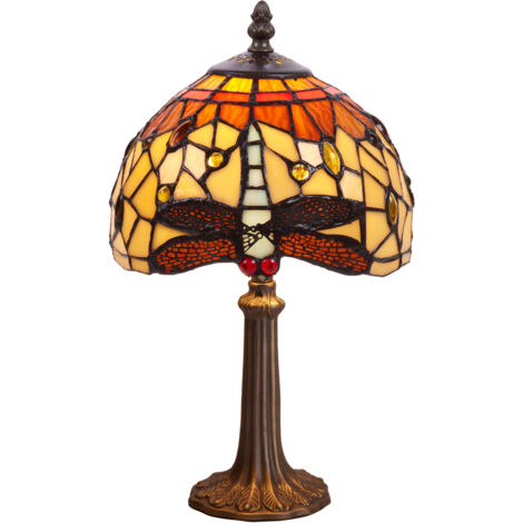 Petite lampe de table en forme de Tiffany diamètre 20 cm Série Belle Amber