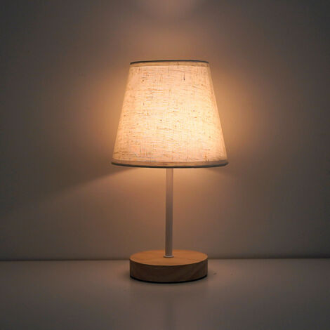 Petite lampe de table LED en bois massif de 10,4 pouces Lampe de chevet avec gradation tricolore pour chambre à coucher, salon, bureau, dortoir