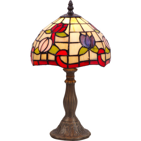 Petite lampe de table Tiffany multicolore diamètre 20 cm Série Compact