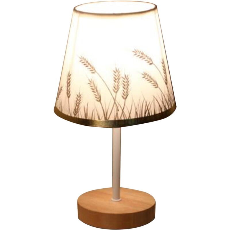 Feiyue - Petite lampe de table usb, lampe de chevet, lampe de table en tissu et bois pour chambre à coucher, salon, bureau, bureau, dortoir