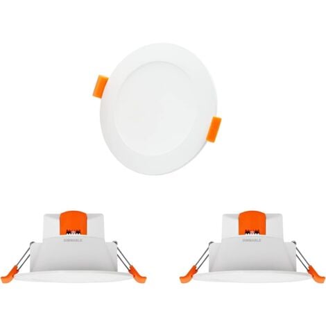 ENUOTEK Petite Lampes Spot Encastrable LED Plafond 8W Dimmable Extra Plat 220V pour Salle de Bain et Cuisine Couleur Eclairage Réglable 3000K 4000K 5000K Diamètre Trou de Plafond 75-90MM Lot de 3