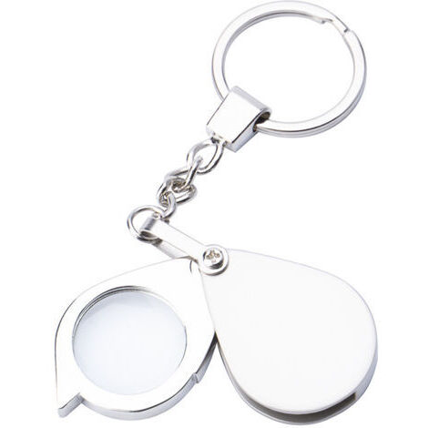 Petite loupe de poche grossissante 20 x en métal et verre 30 mm avec porte-clés - Mini loupe de lecture portable pliable pour la lecture de pièces de monnaie et les loisirs