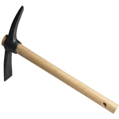 Petite pioche lame large + lame pointue forgé, avec manche court 40 cm avec trou de suspension