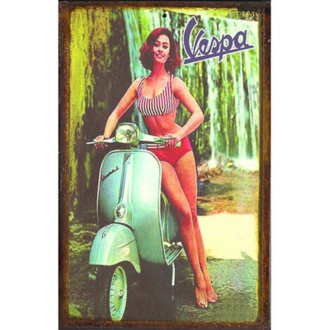 Petite Plaque métal de collection Vespa Chute d'eau