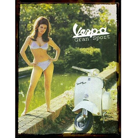 Petite Plaque métal de collection Vespa Gran Sport