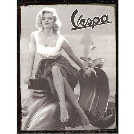 Petite Plaque métal de collection Vespa Noir et Blanc