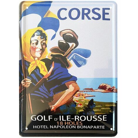 Petite plaque métallique Ile Rousse Corse 21 x 15 cm