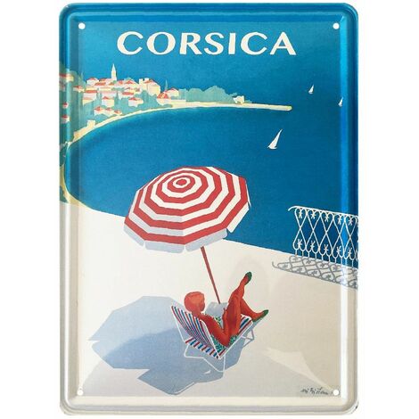 Petite plaque métallique Parasol Corse 21 x 15 cm