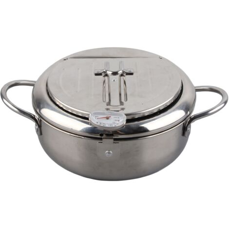 Petite Poêle en Acier Inoxydable Style Japonais 20cm Compatible Induction avec Thermomètre