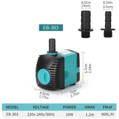 Petite pompe à eau submersible silencieuse avec refoulement d'air stable, 5 V, pour usage domestique.