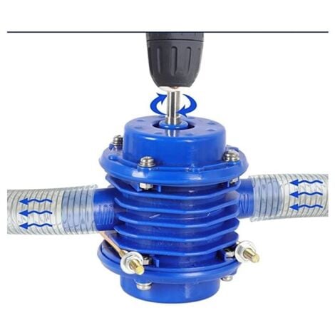 LAUWEXE Petite pompe domestique - Pompe à eau de forage - 2400 l/h - 2000-3000 tr/min - pour huile et eau - Pompe à eau auto-amorçante pour perceuses à main, outils de jardinage - bleue