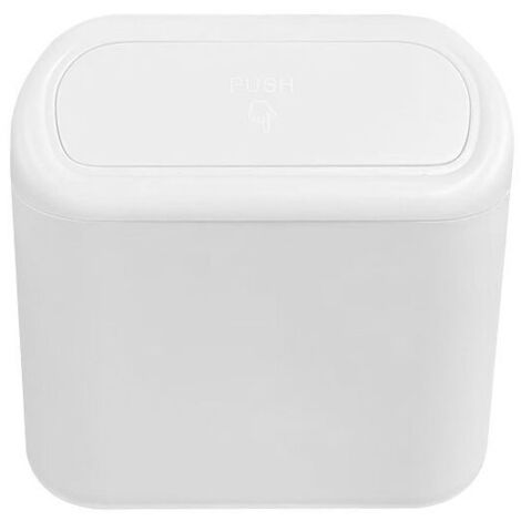 Petite poubelle blanche pour voiture avec un rouleau de sac poubelle, couverte,