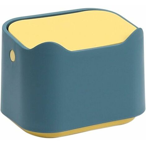 Petite Poubelle de Table, Mini Poubelle de Table Portable, Couvercle de Type Presse, Support de boîte à mouchoirs de Bureau pour Bureau à Domicile Cuisine Chambre Salle de Bain Voiture Blue 17.51313.3