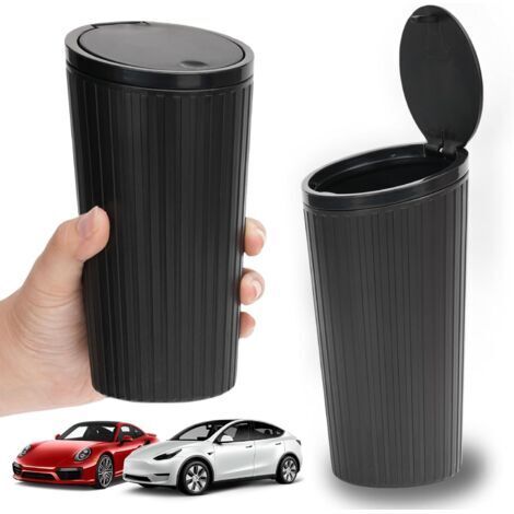 Petite Poubelle de Voiture avec Couvercle, Mini Poubelle Voiture, Petite Poubelle de Voiture étanches, Portable, Imperméable, Général, pour voiture bureau maison (Noir)