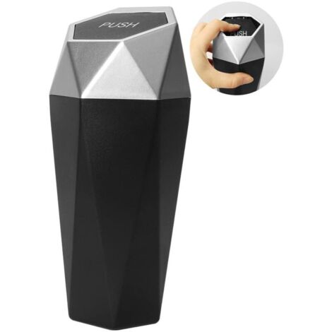 Petite Poubelle De Voiture, Peut En Plastique Des Déchets Avec Couvercle, Boîte De Rangement De Voiture Pour Voiture, Maison, Bureau (Argent)