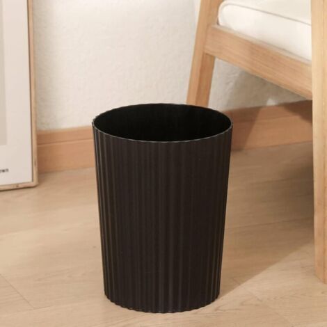 Petite poubelle en plastique avec panier rond pour salle de bain, cuisine, chambre à coucher, bureau à domicile, dortoir universitaire, noir