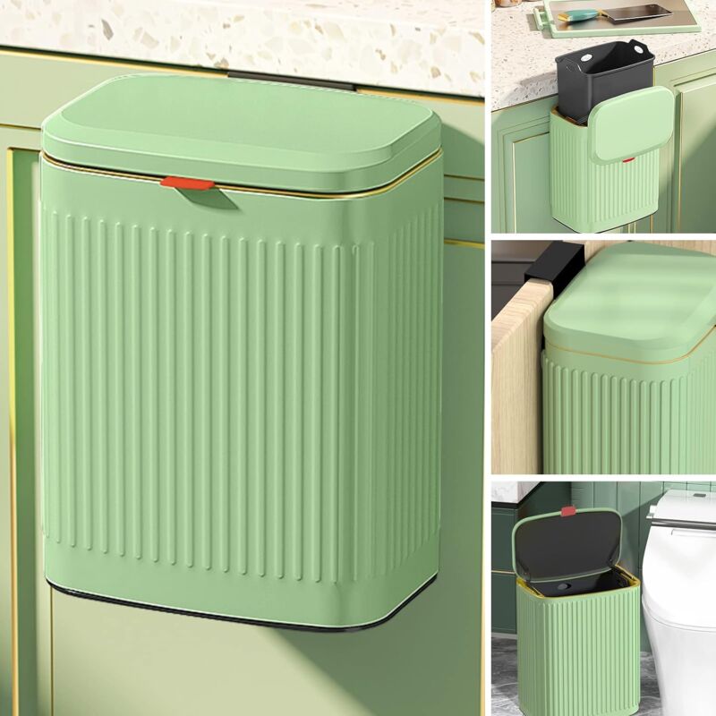 Sunxury - Petite poubelle murale sous l'évier pour cuisine, salle de bain, poubelle d'armoire suspendue (vert vintage/2,1 gallons)
