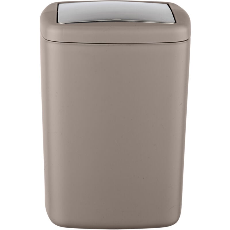 Petite Poubelle Salle de Bain Barcelona, Poubelle à Couvercle Basculant, Capacité 8.5L, Plastique incassable sans bpa, 20,5x28,5x20,5 cm, Taupe
