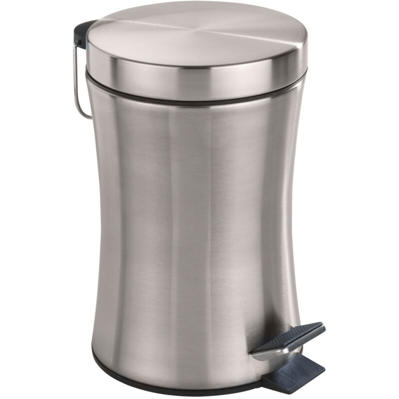Wenko - Petite Poubelle Salle de Bain, poubelle avec mécanisme à pédale, Pieno, capacité 3L, Acier inox, 17x25,5x23,5 cm, Mat