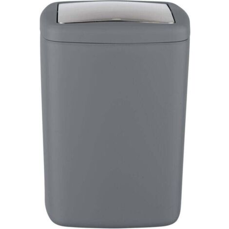 Petite Poubelle Salle de Bain Barcelona, Poubelle à Couvercle Basculant, Capacité 8.5L, Plastique incassable sans BPA, 20,5x28,5x20,5 cm, Anthracite