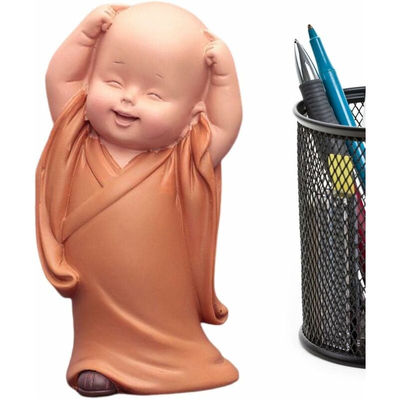 Xinuy - Petite poupée moine,Statue de Bouddha pour les enfants Statues mignonnes de moine de bouddha en résine, pièce maîtresse