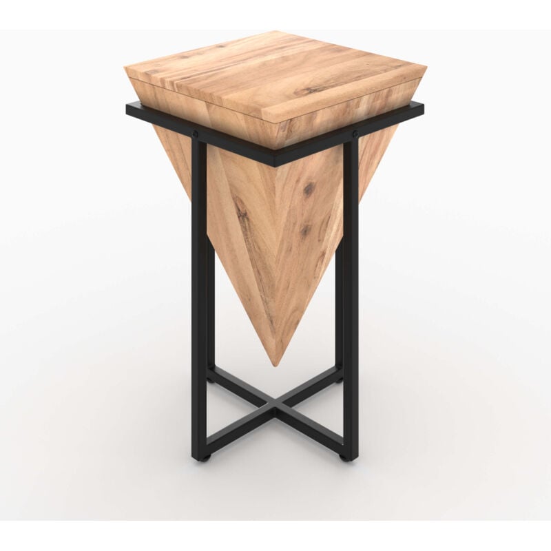 Rendez-vous Déco - Petite sellette en bois d'acacia et métal - shanghai