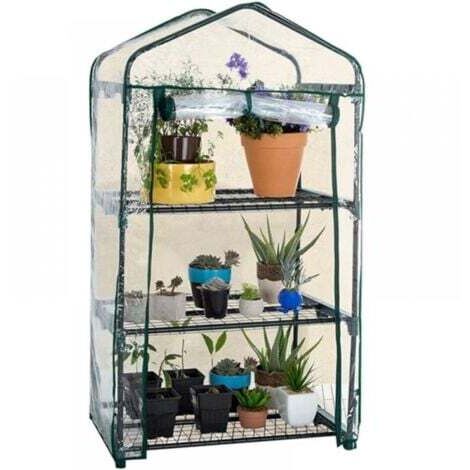 Petite serre de plain-pied avec couvercle en plastique PVC, serre portable à l'extérieur, utilisée pour la croissance des semis et des fleurs, 3 couches, hors support (69 x 49 x 126 cm)