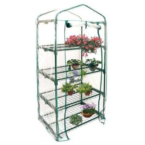 Petite serre de plain-pied avec couvercle en plastique PVC, serre portable à l'extérieur, utilisée pour la croissance des semis et des fleurs, 3 couches, hors support (69 x 49 x 160 cm)
