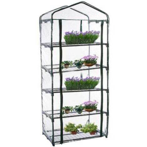 Petite serre de plain-pied avec couvercle en plastique PVC, serre portable à l'extérieur, utilisée pour la croissance des semis et des fleurs, 3 couches, hors support (69 x 49 x 187 cm)