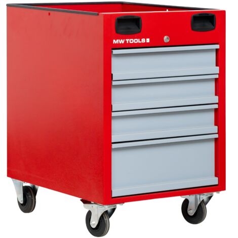 Petite servante d'atelier 4 tiroirs rouge et grise compacte hauteur 775 mm idéale pour un établi MW Tools MODK630/440