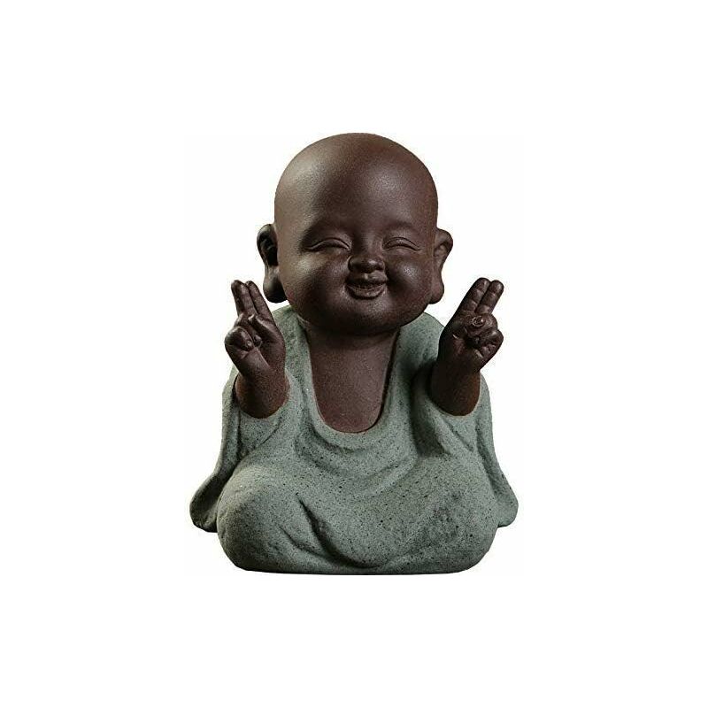 Xinuy - Petite statue de Bouddha en céramique mignonne figurine de moine créatif bébé bouddha artisanat adorable ornements classiques délicates arts