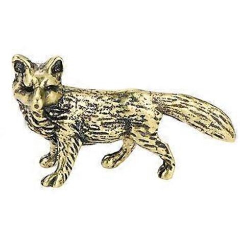 Petite statuette de renard en laiton massif, décoration pour bureau ou table.