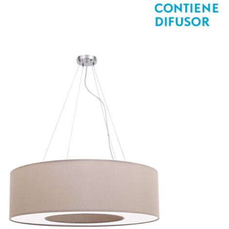 Petite suspension Haiti Chrome/Pierre 4xE27 (40120xØ50x50cm)