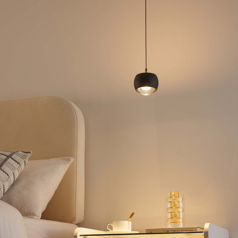 Kosilum - Petite suspension noire dimmable design sobre en métal - Finn