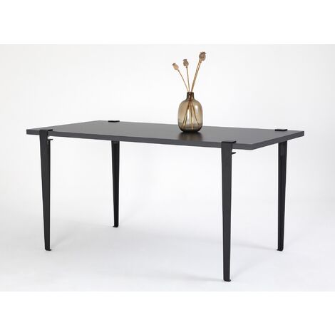 Petite table à manger bois clair et pieds acier blanc bazika 150 cm -  Conforama