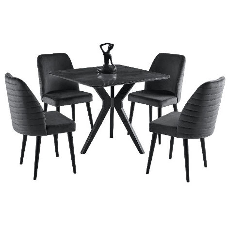 Petite table à manger carrée Korza 80cm-Couleur Noir