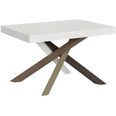 Petite table à manger design blanche et pieds entrelacés 130cm Artemis