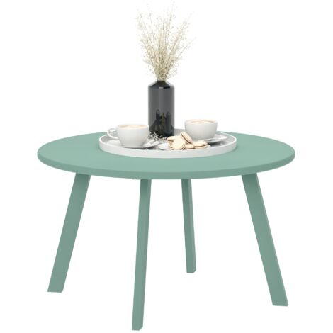 Petite table basse ronde, table d'appoint avec patins antidérapants, cadre en métal, pour jardin, Ø 70 x 42 cm, vert-Vert