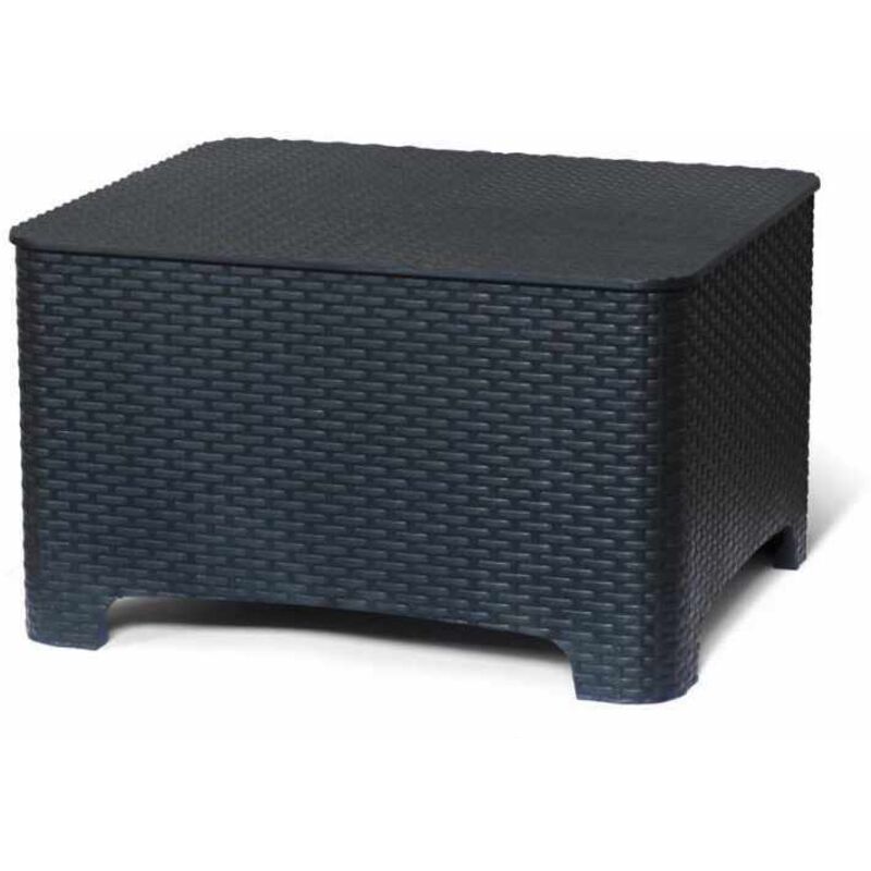 Grand Soleil – Table basse fixe en polyrotin 68x58x40 cm – Coffre de rangement étanche pour coussins – Résistante aux UV et facile à nettoyer