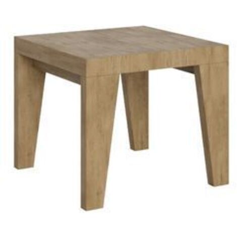 Petite table carrée 90-90cm extensible 10 personnes 90 à 246cm bois clair Naxo-Support 4 pieds