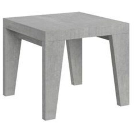 Petite table carrée 90-90cm extensible 10 personnes 90 à 246cm gris effet ciment Naxo-Support 4 pieds